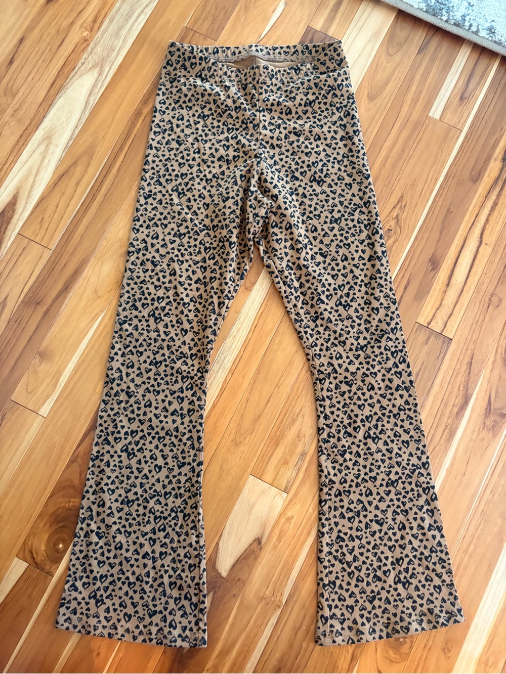 Girls Leopard Print Flare Jeans - Brown